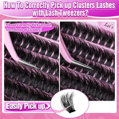 Fluffy Lash Clusters Thick 200D Volume Eyelash Clusters 14-20mm Wispy Individual Lashes D Curly 240pcs DIY Lash Extension for Beginners
