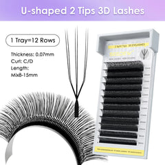Lashbeautypro Premium U-Shaped 3D W Eyelashes Diy Your Volume Eyelash Extensions