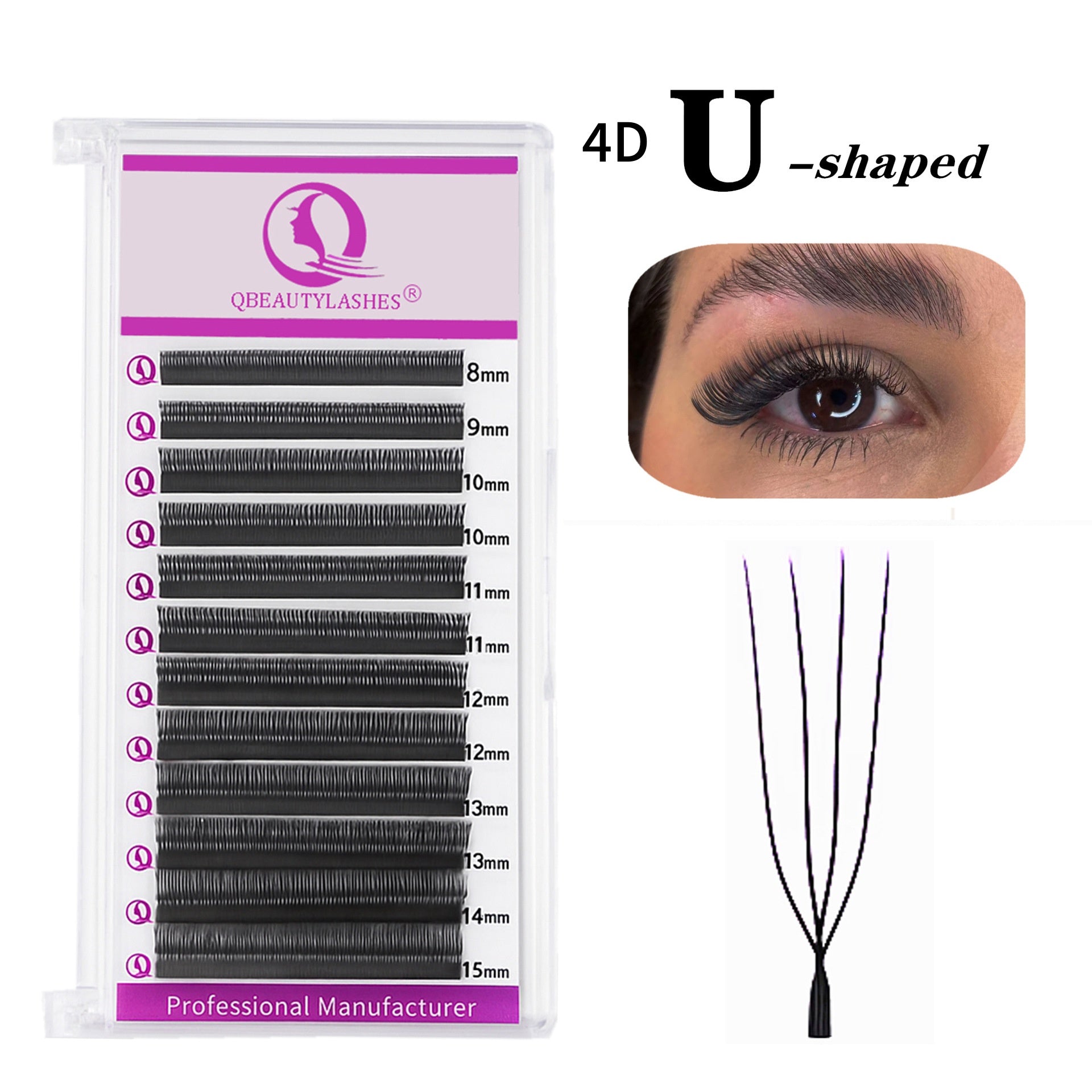 Lashbeautypro U-shaped 4D W Eyelashes Prumium Premade Fans Volume Eyelash Extensions