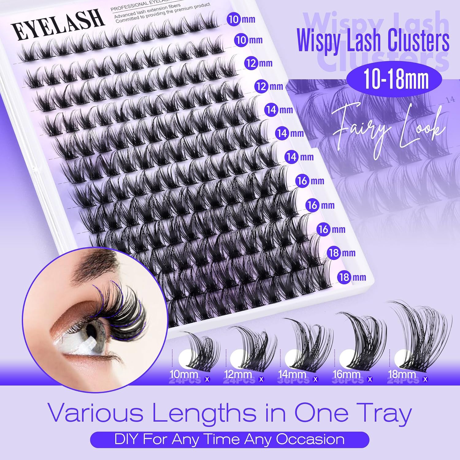 Wispy Cluster Eyelash Extensions 10-18mm DIY Individual Lashes D Curl