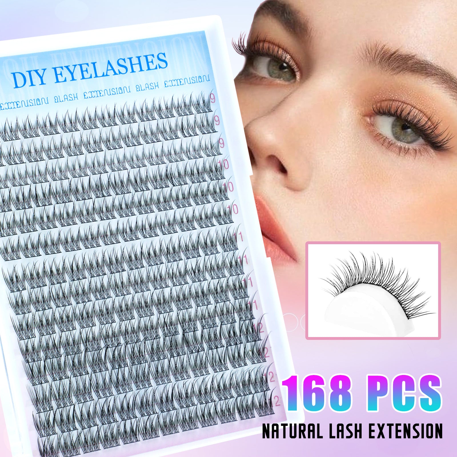 Diy Cluster Lash Kits 9-12mm Natural Individual Lash Daily Eye Makeup
