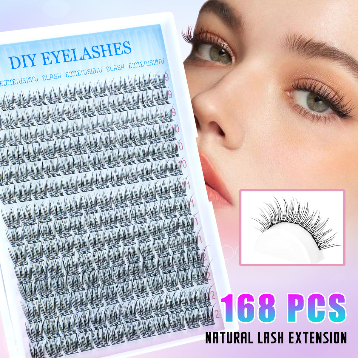 Diy Cluster Lash Kits 9-12mm Natural Individual Lash Daily Eye Makeup