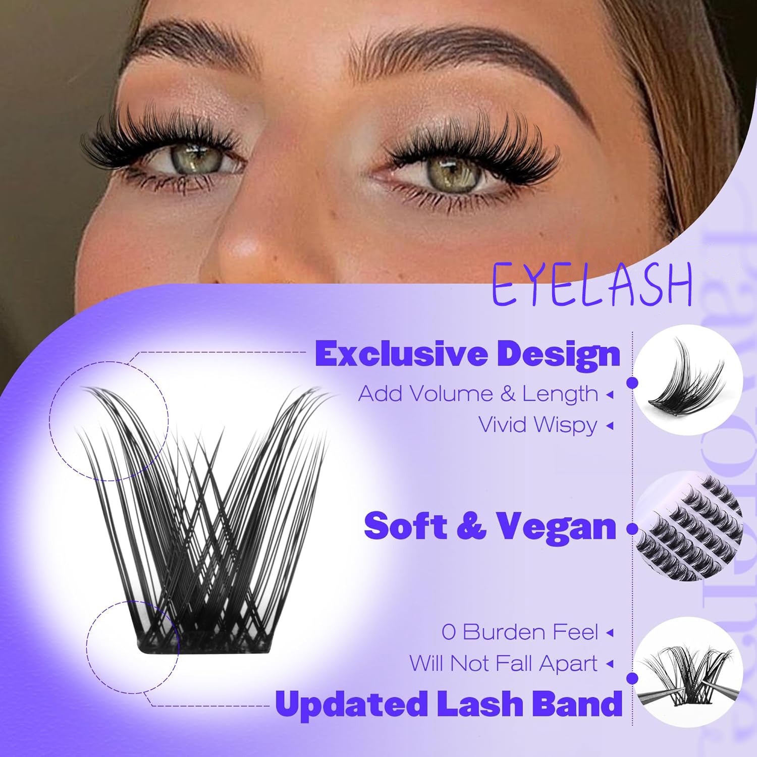 Wispy Cluster Eyelash Extensions 10-18mm DIY Individual Lashes D Curl