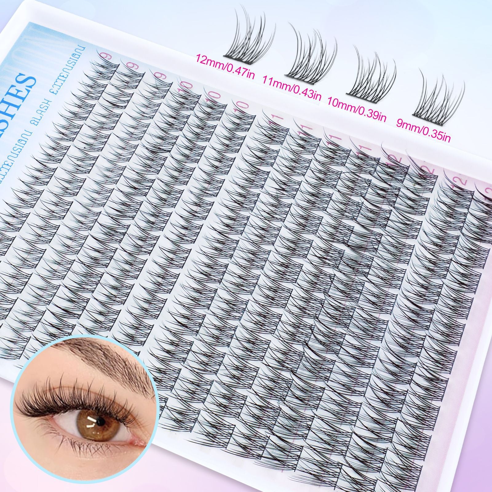 Diy Cluster Lash Kits 9-12mm Natural Individual Lash Daily Eye Makeup