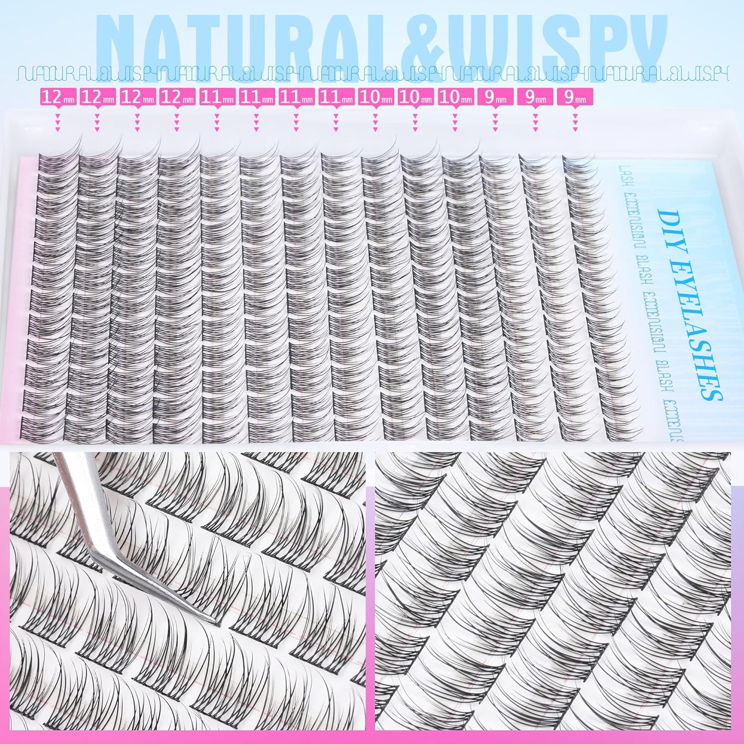 Diy Cluster Lash Kits 9-12mm Natural Individual Lash Daily Eye Makeup