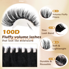 Lashbeautypro Thick 100D Cluster Lash Kits 10-18mm Individual Eyelashes