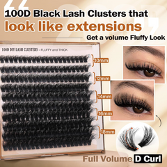 Lashbeautypro Thick 100D Cluster Lash Kits 10-18mm Individual Eyelashes