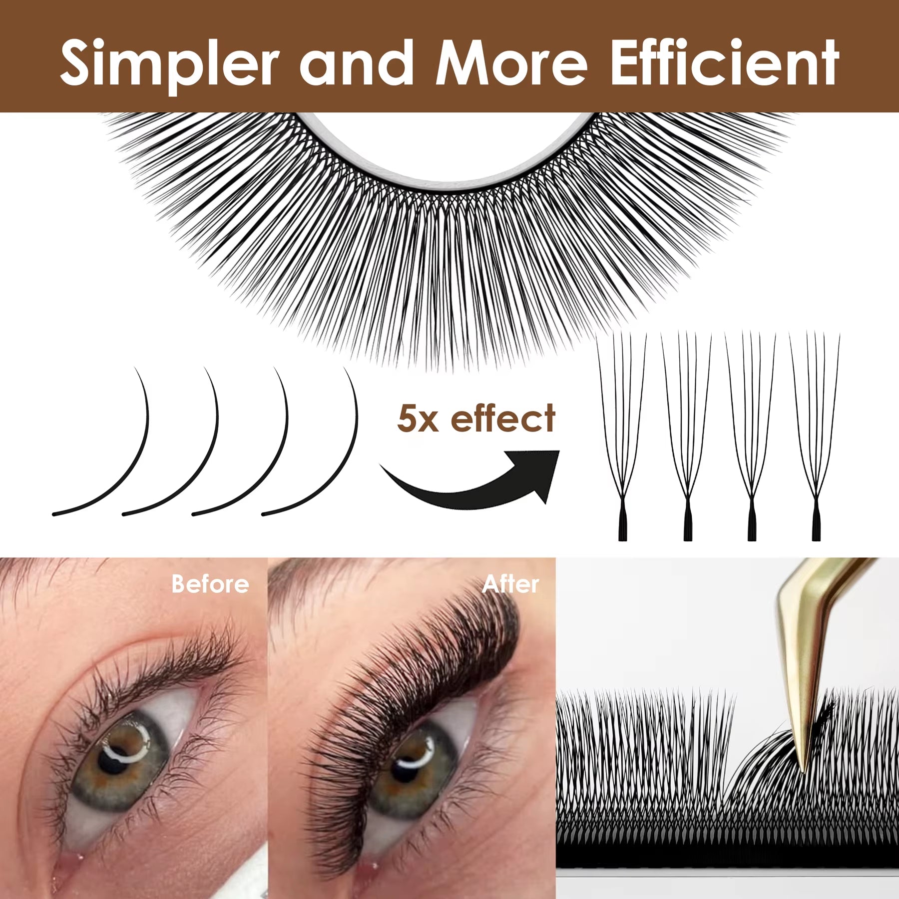 Lashbeautypro U-Shaped 5D W Premade Fans Lashes Premium Volume Eyelash Extensions