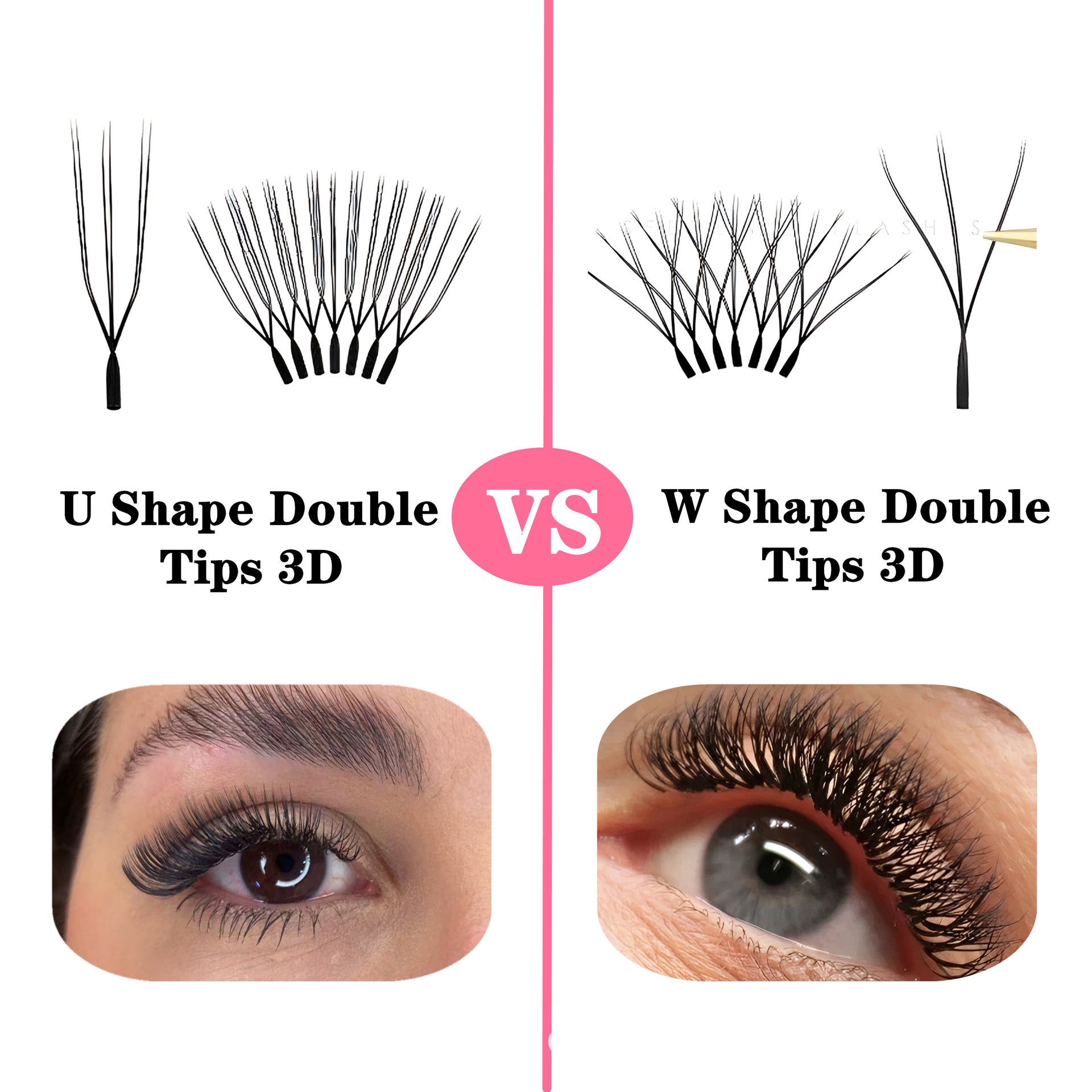 Lashbeautypro Premium U-Shaped 3D W Eyelashes Diy Your Volume Eyelash Extensions